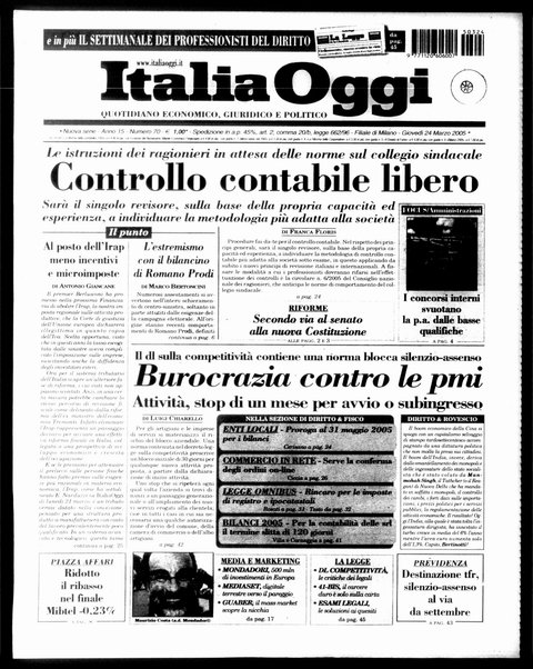 Italia oggi : quotidiano di economia finanza e politica